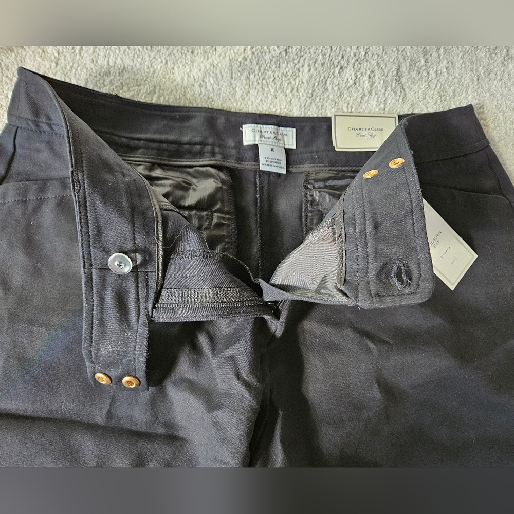 NWT CHARTER CLUB Black Cotton Walking Shorts | SZ 10 - Picture 7 of 12